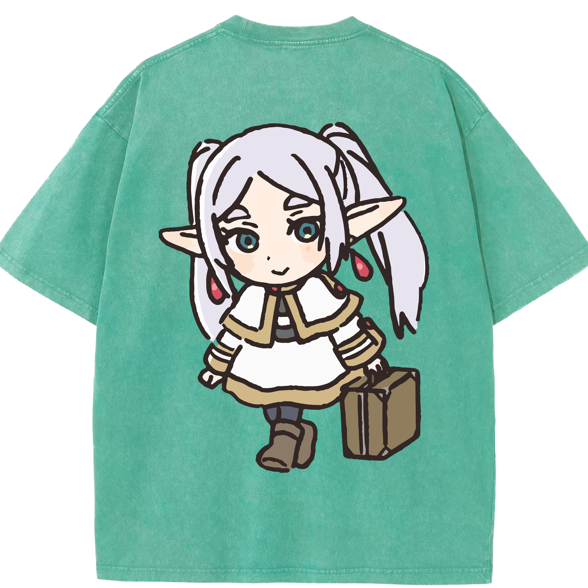 （画像用） 葬送のフリーレン Frieren 綿100% ヴィンテージ風 半袖Tシャツ（背面プリント）